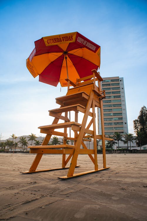Brown Wooden Lifeguard Tower on Beach