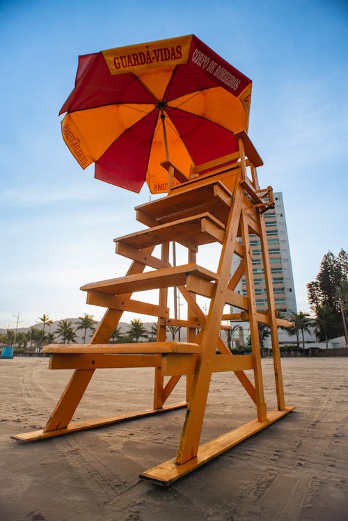 Beach Umbrella on a Lifeguard Post