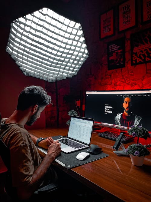 Man Working on a Laptop