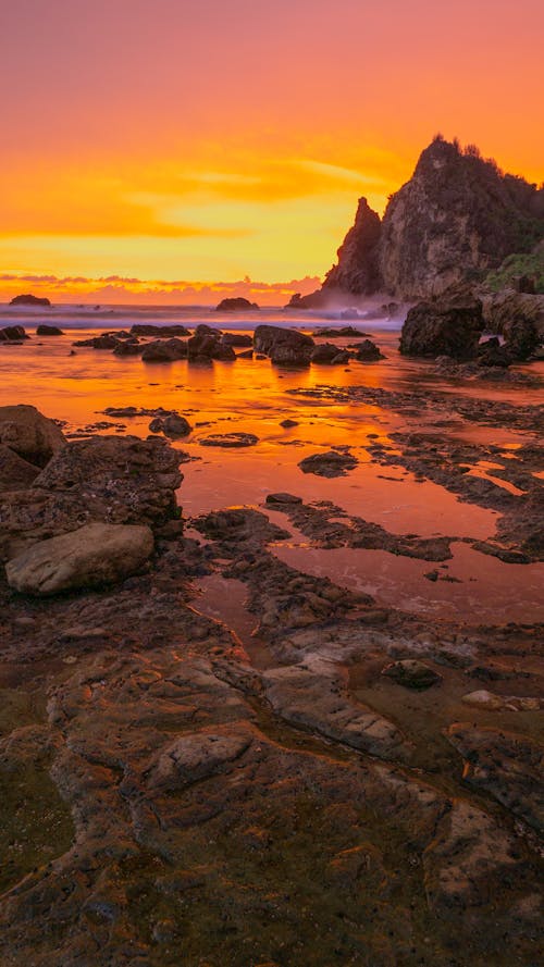 View of a Seashore at Sunset