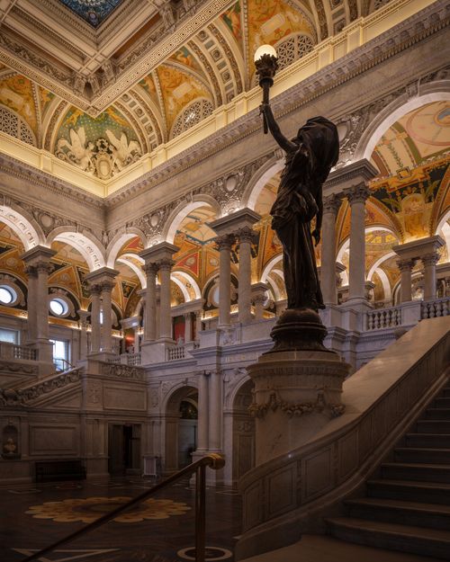 Free Intricate architecture inside the Library of Congress, Washington, DC. Stock Photo