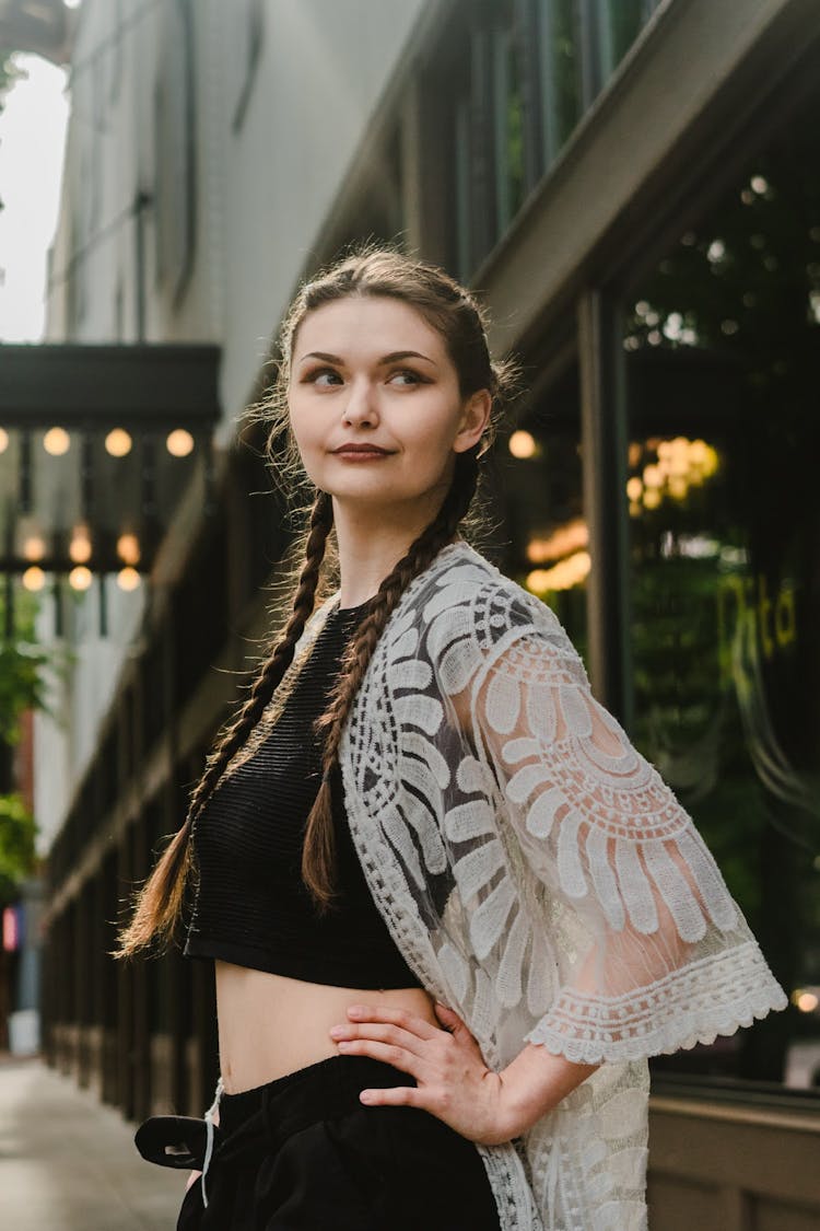 Brunette With Long Braids