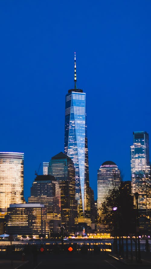 Illuminated Skyscraper in New York City