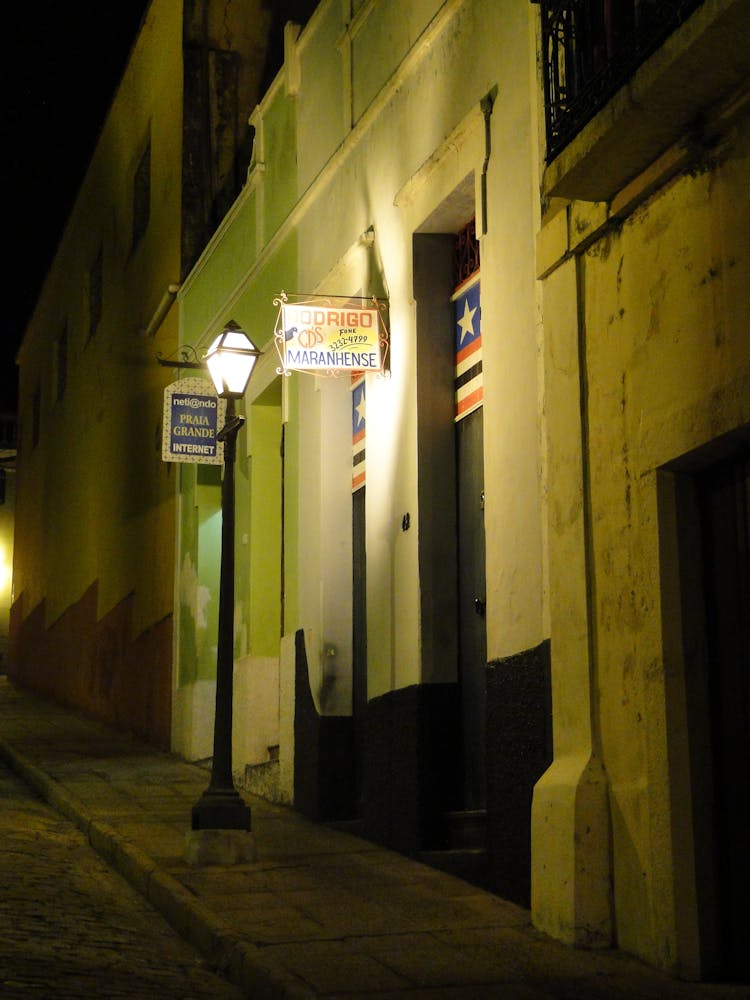 Lantern On Night City Street