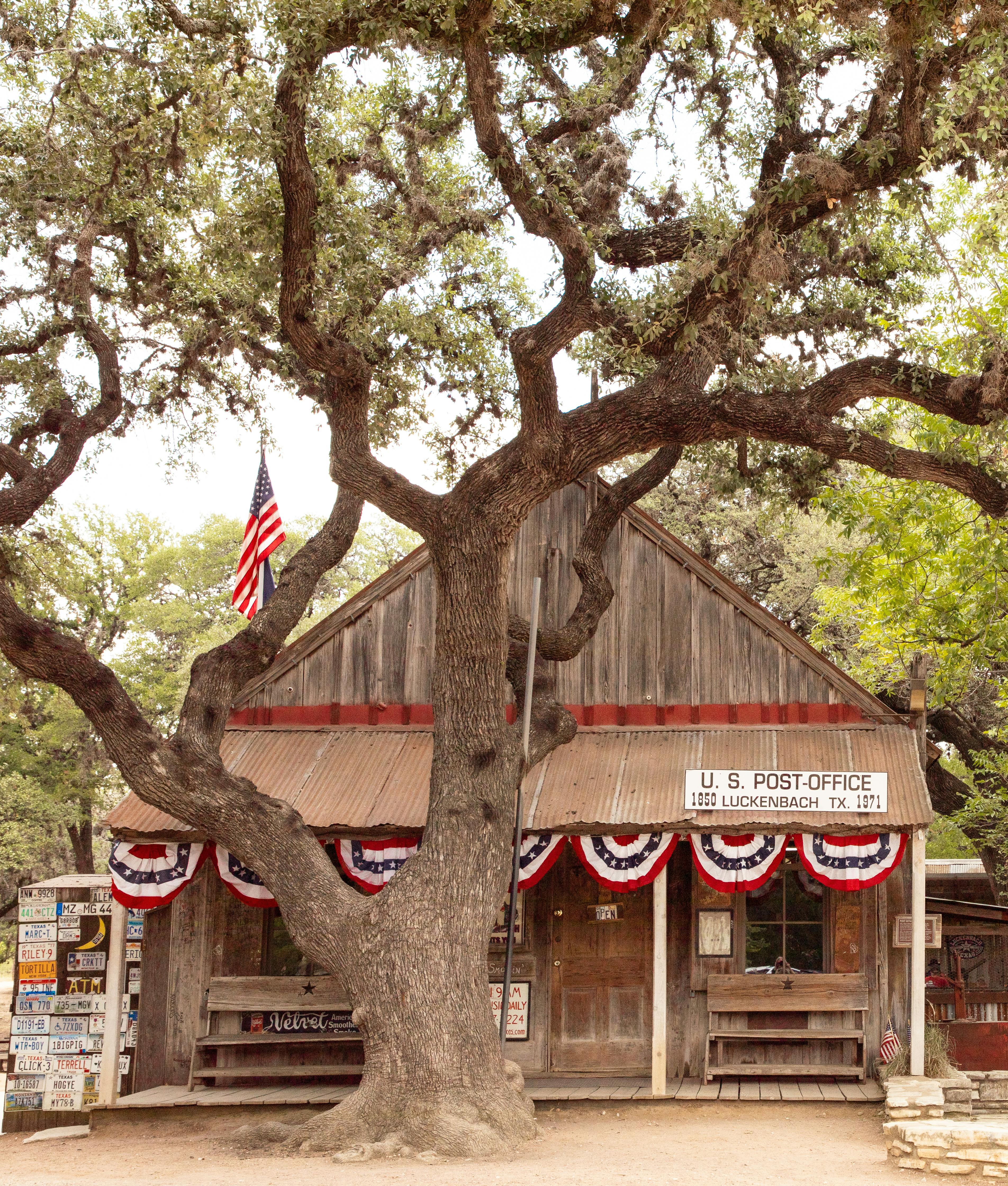 historic wooden building of luckenbach post office