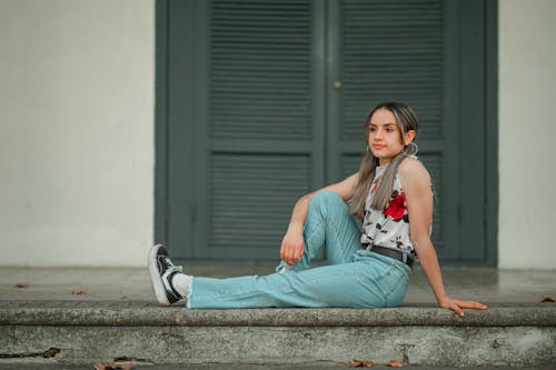 Beautiful Woman Sitting on the Floor