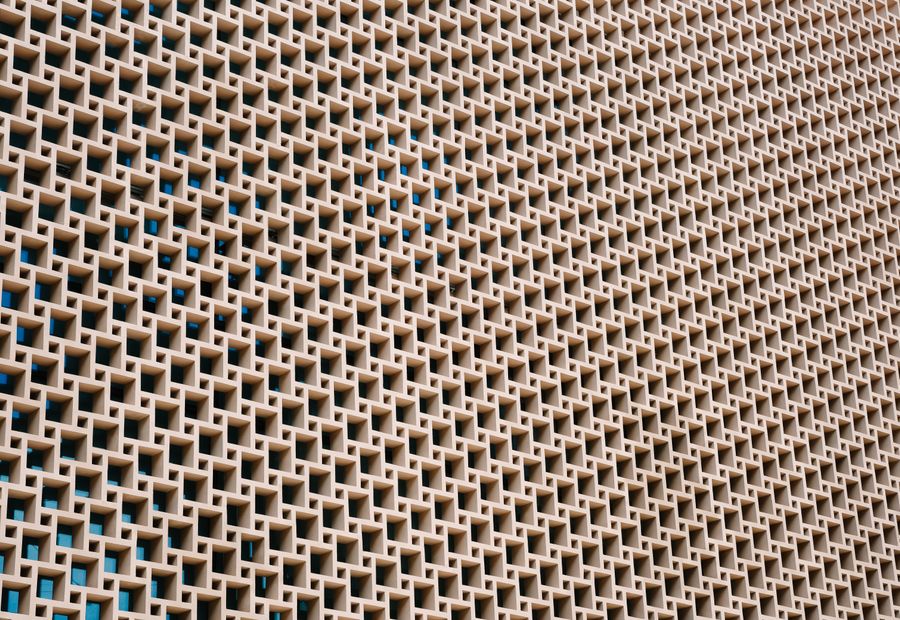 Geometric concrete wall with repetitive pattern