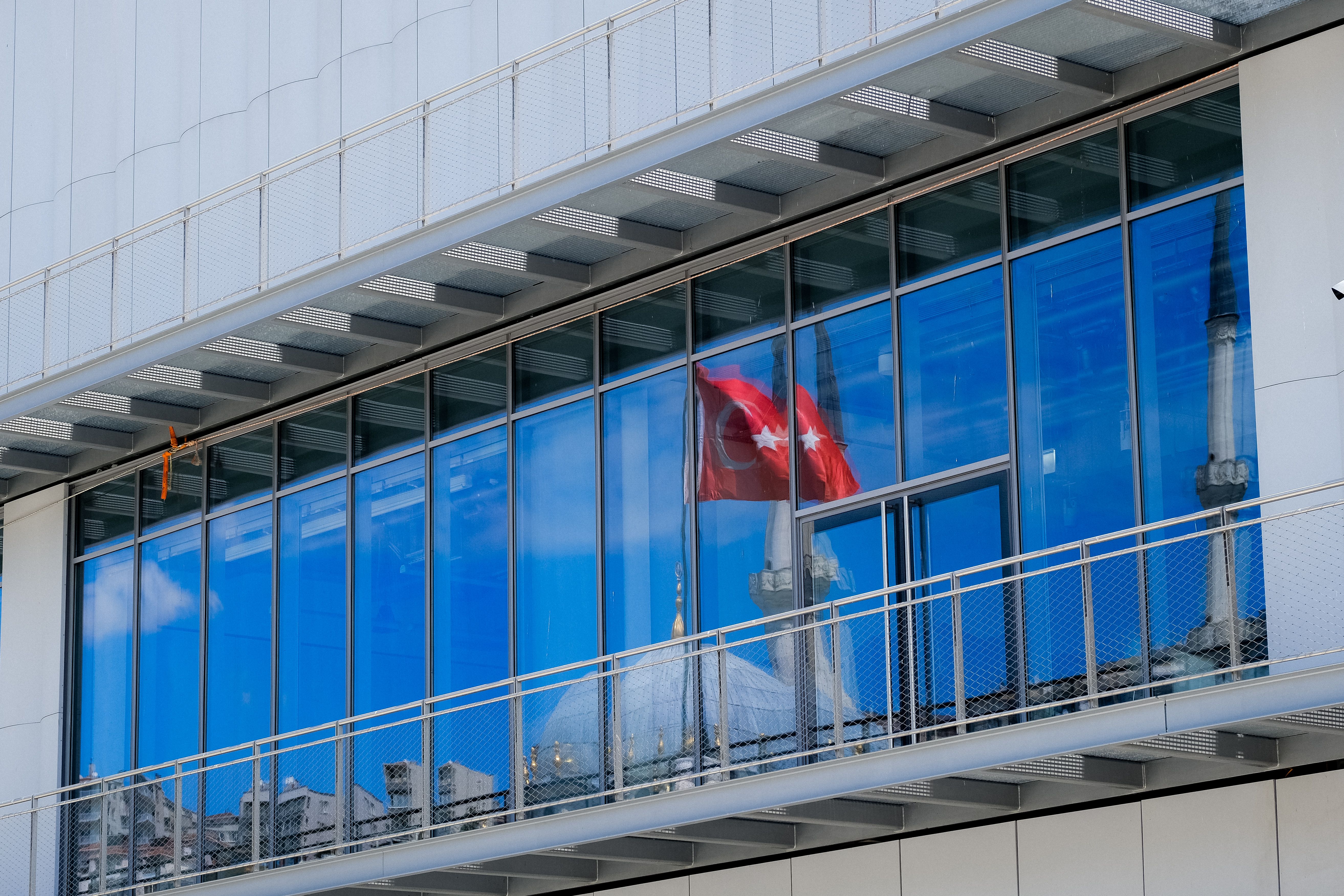 Facade of a Modern Building with a Reflection of a Turkish Flag · Free ...