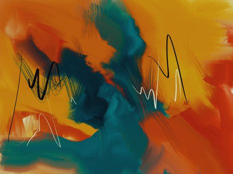 Blue Red and Yellow Abstract Painting