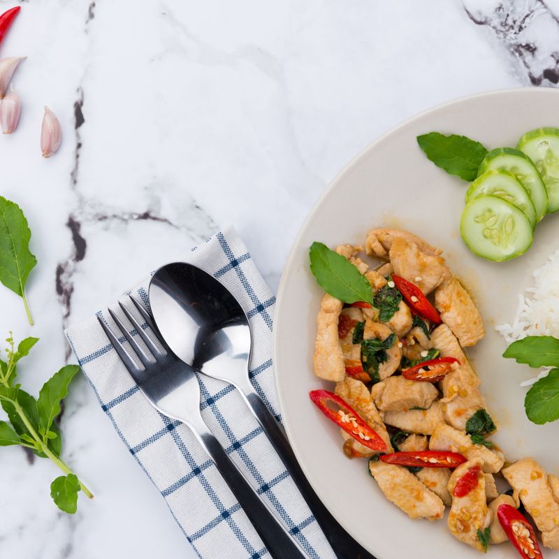 Red Curry Pumpkin Rice with Crispy Thai Basil
