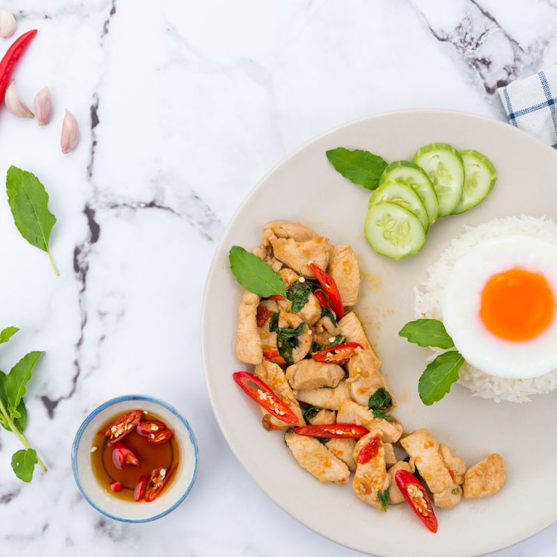 Thai Basil Chicken Shawarma with Tamarind Glaze