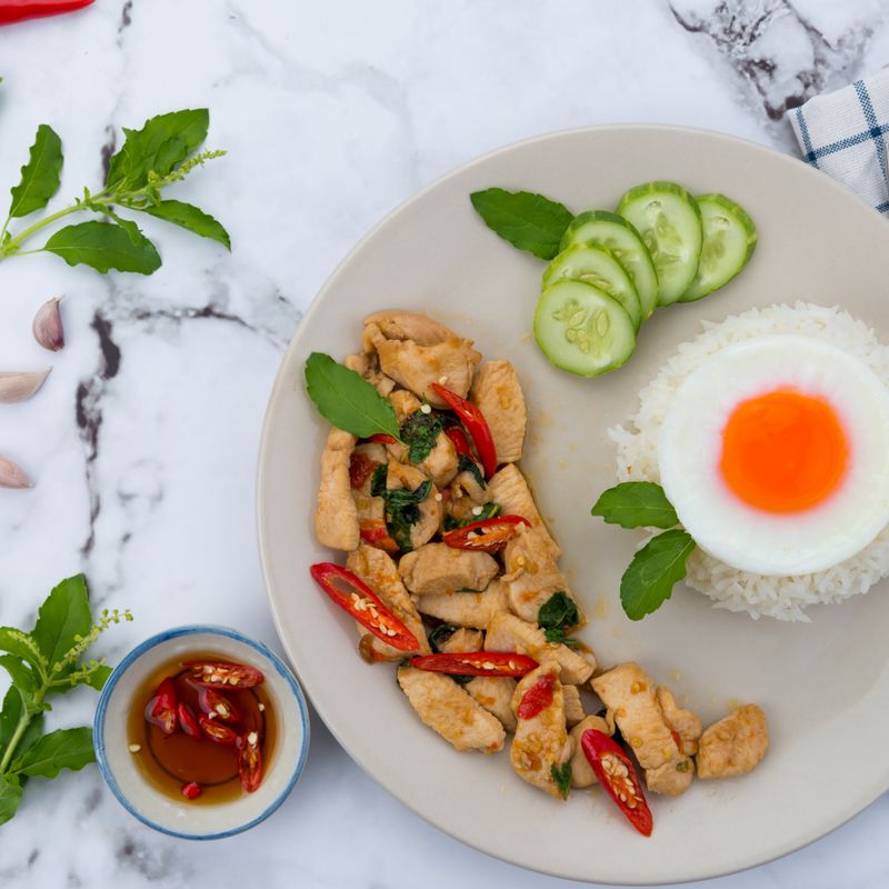 Speedy Thai Basil Chicken Burgers