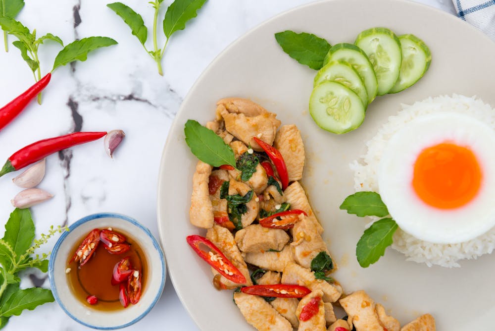 Spicy Thai Basil Chicken with Jasmine Rice