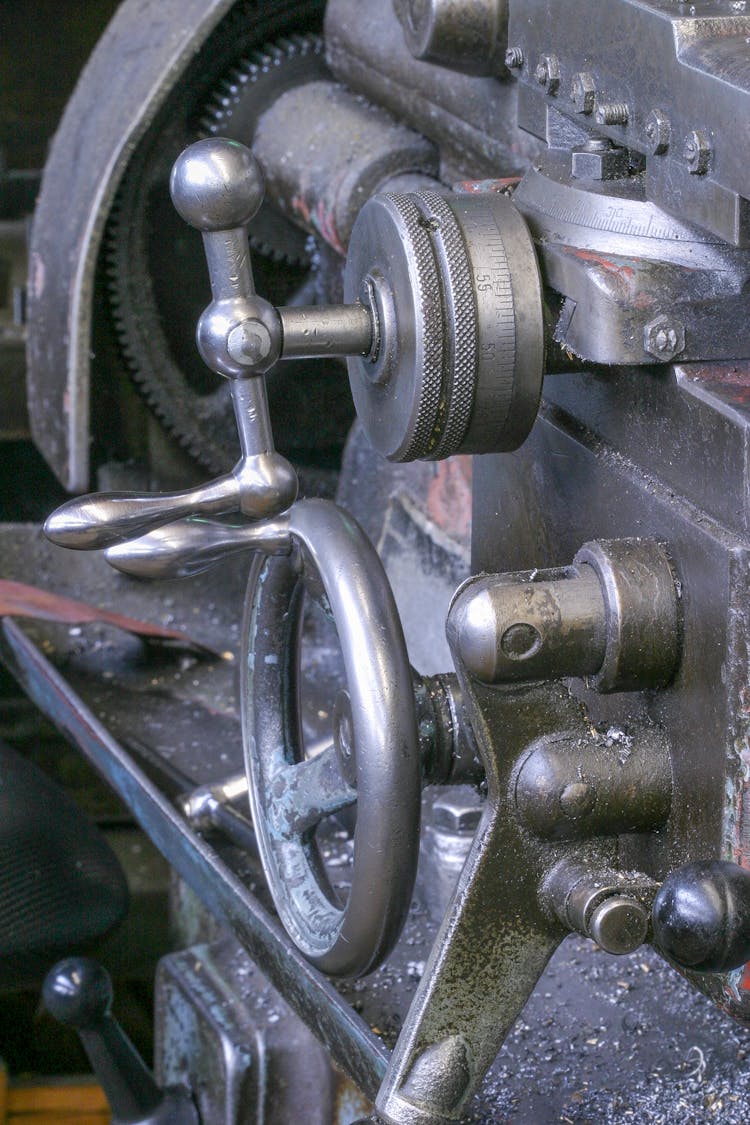 A Close-Up Shot Of A Metal Machine