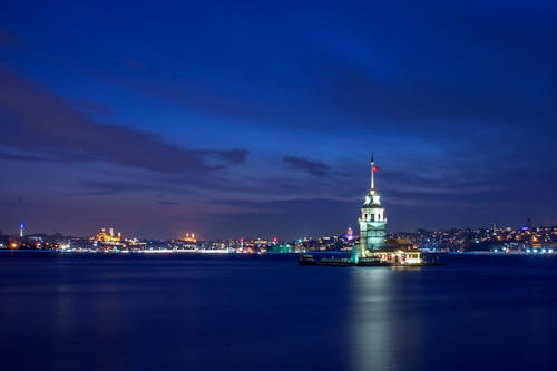 The Leander's Tower in Bosporus Strait at Night