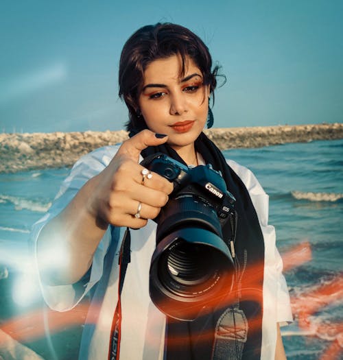 アジアの女の子, キヤノン, 青い海の無料の写真素材