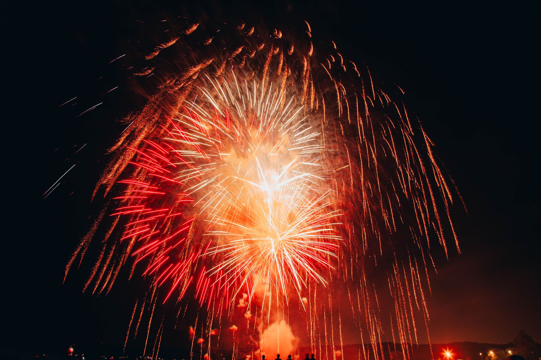 A mesmerizing fireworks display lights up the night sky over Conway, Arkansas.