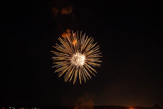 A spectacular fireworks display lights up the night sky in Conway, AR, United States.