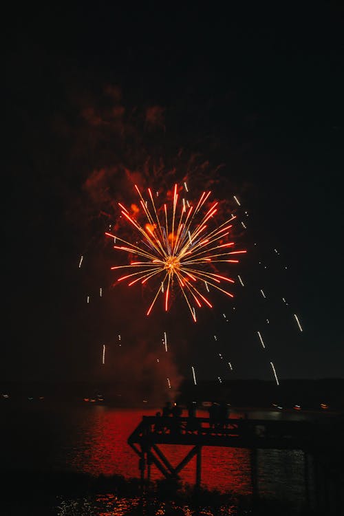 Free A Fireworks Display in the Night Sky Stock Photo