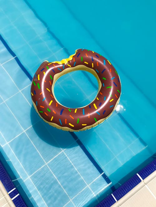 Inflatable Donut Ring in Swimming Pool