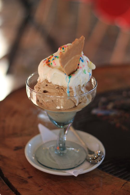 Close-Up Photograph of a Glass with Ice Cream