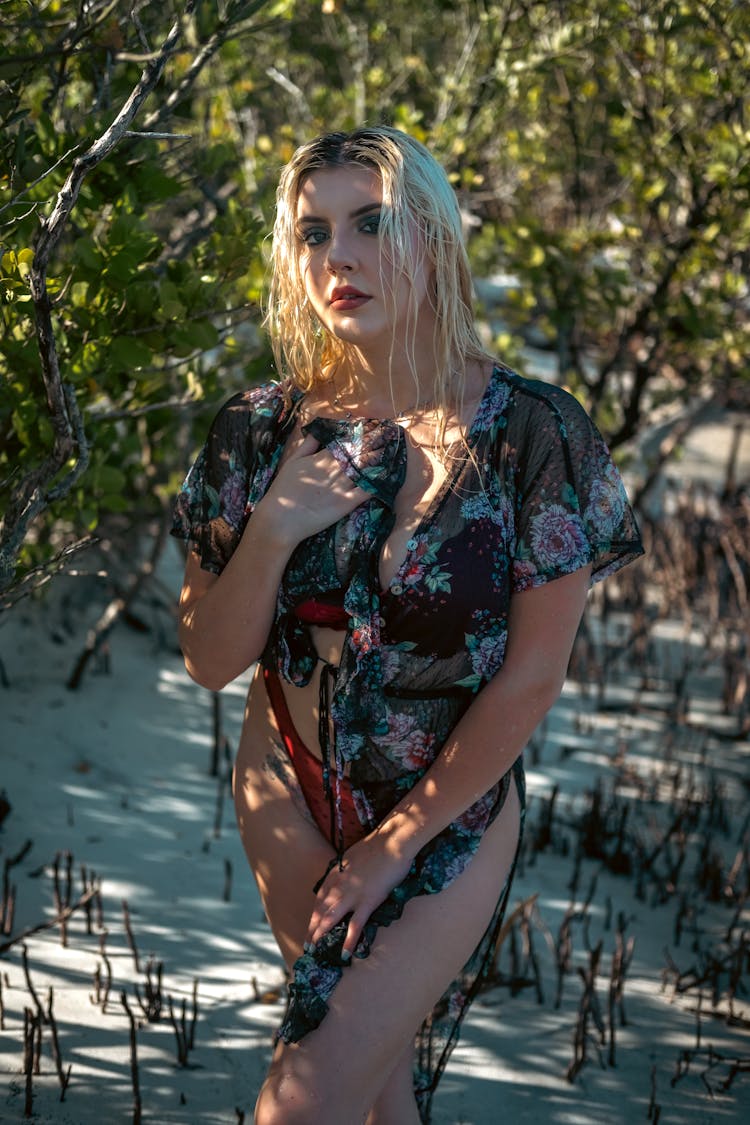 Young Blonde Woman On The Beach 