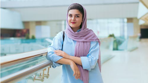 Free Woman in White Long Sleeve Shirt and Pink Hijab Stock Photo