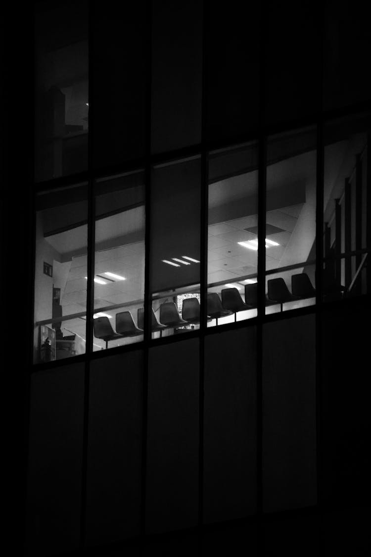 Illuminated Room In Office Building At Night