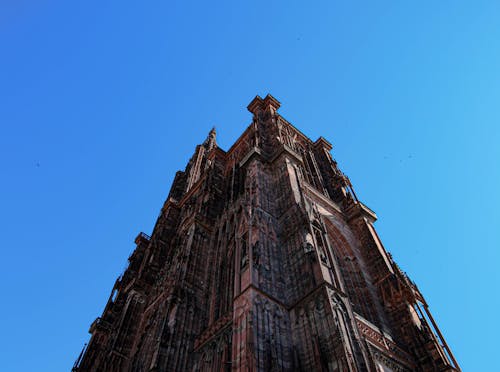 Low Angle View of Strasbourg Cathedral against Blue Sky
