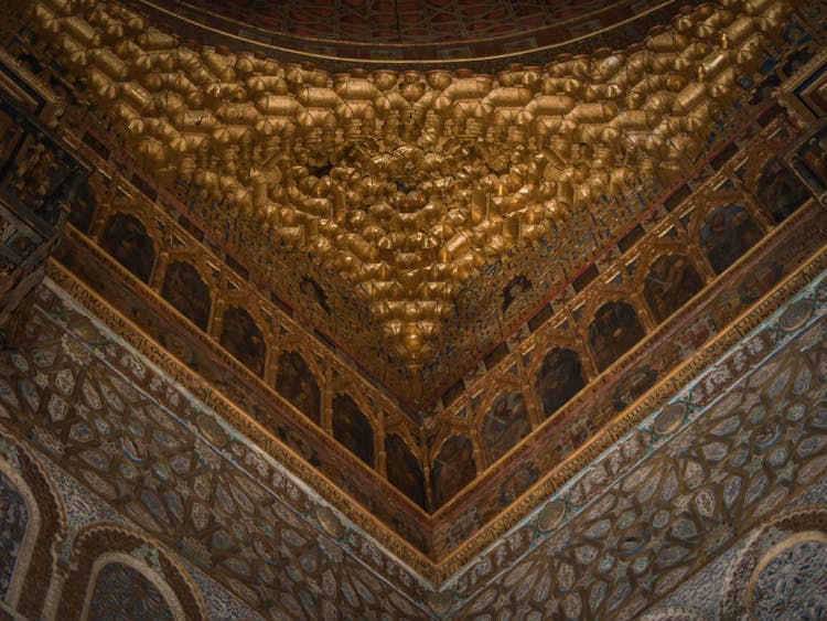 Golden Ceiling And Paintings Under