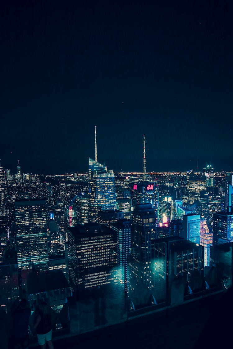 An Aerial Photography Of City Buildings At Night