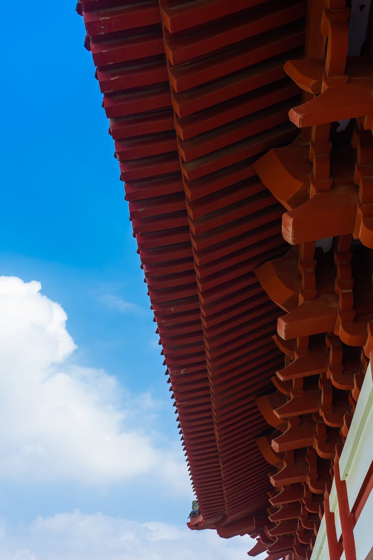 Wooden Rooftop Of Shrine