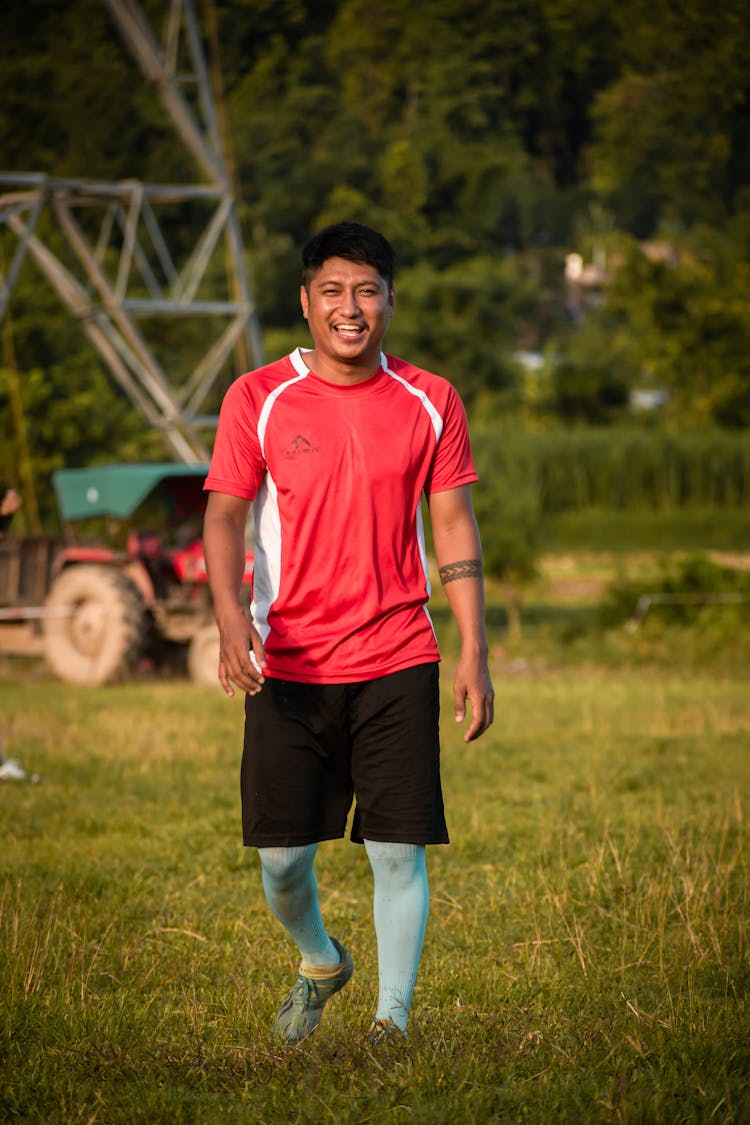 Soccer Player In Red Jersey Top