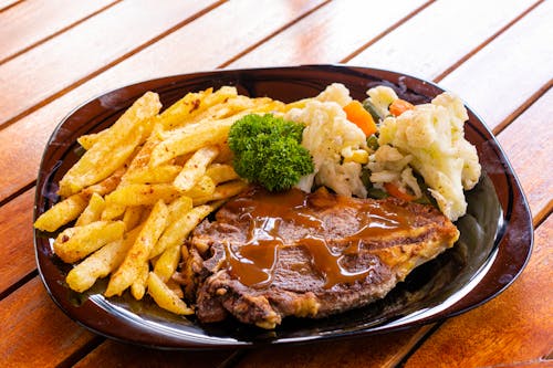 Free Steak and French Fries  Stock Photo