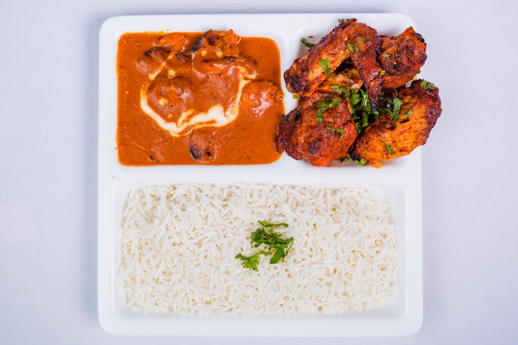 Curry And Rice On White Background