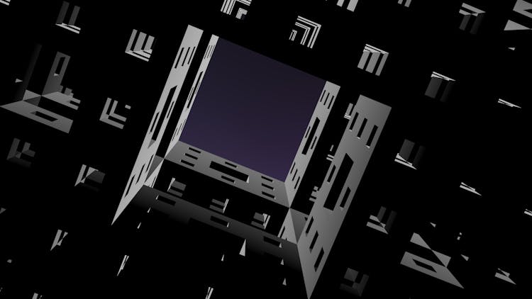 3D Render Of A Dark Building 