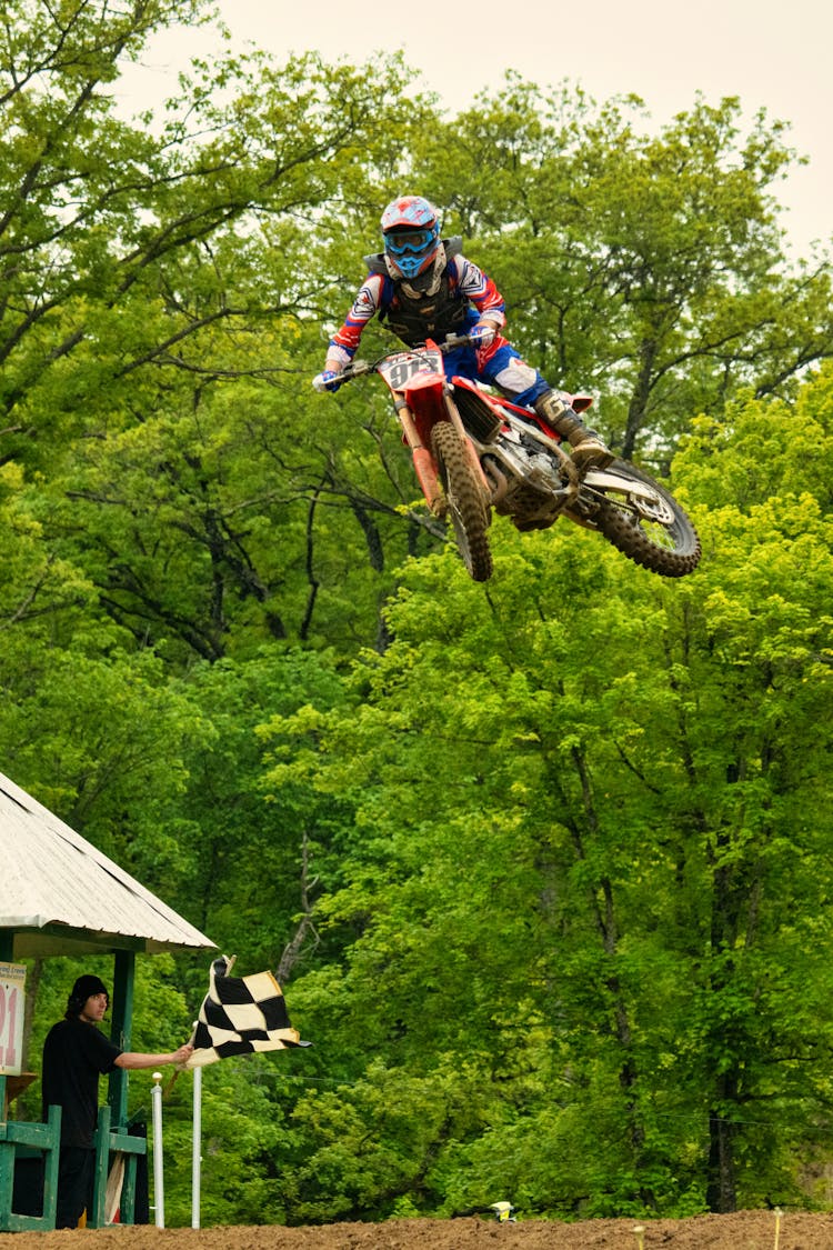 Man Midair On A Dirt Bike 