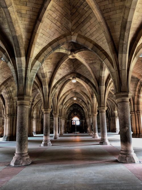 Free Stunning gothic architectural interior featuring arches and columns in Glasgow, Scotland. Stock Photo