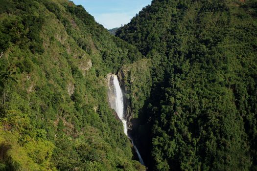 An Aerial Shot of the Salto Bordones Waterfalls in Colombia