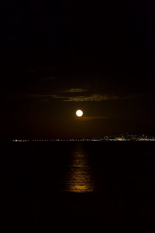 Gratis lagerfoto af fuldmåne, hav, supermoon