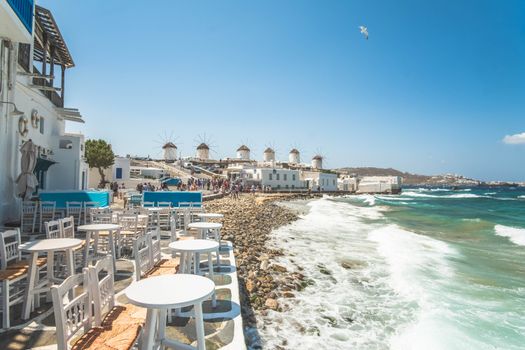 Private beach club table (Nammos, Scorpios) — Mykonos