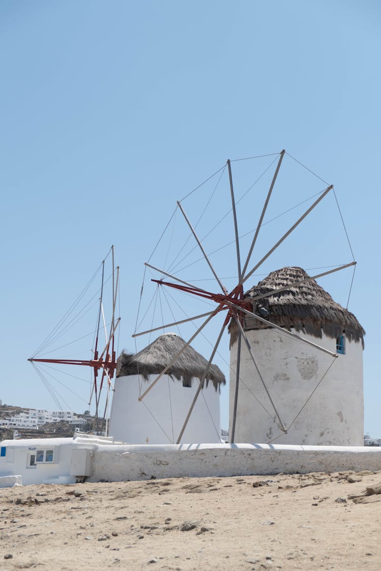 Mykonos Windmills Under Blue Sky