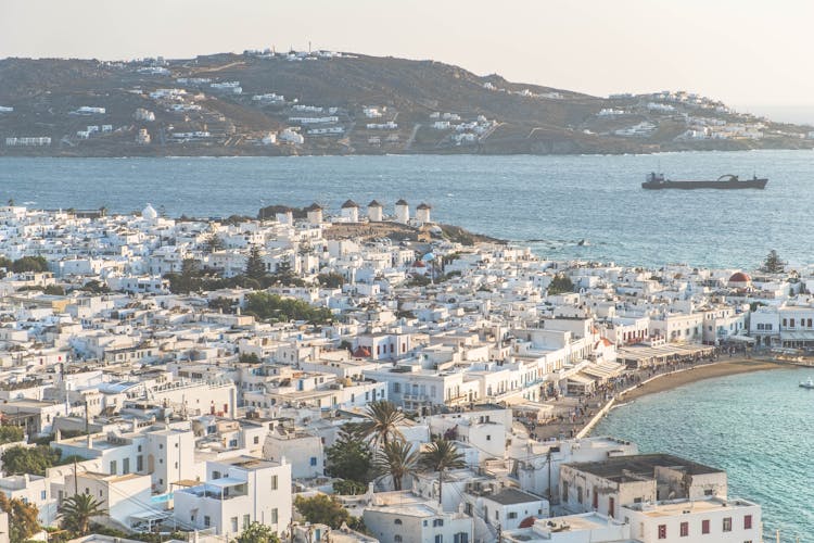 Aerial View Of A Town With White Buildings