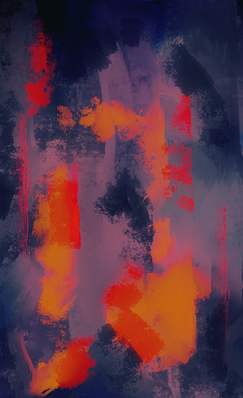 Orange and Blue Abstract Painting