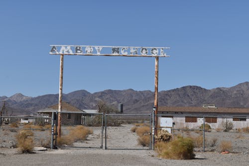 Gate to School in Abandoned Village by Route 66 in USA