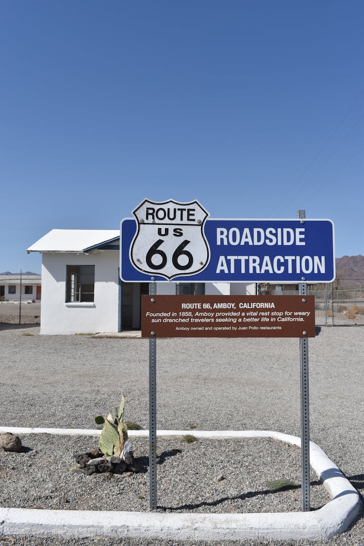 Route 66 Signboard In Amboy California