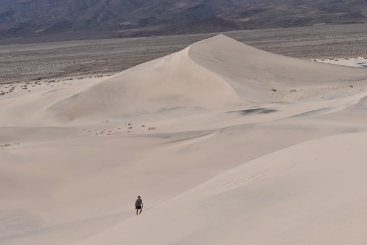 Man Walking On Kelso Dunes