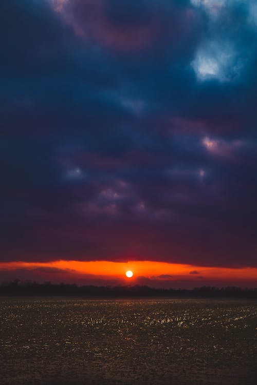 Free stock photo of clouds, field, sunset Stock Photo