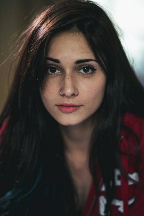 Close-up of Beautiful Woman With Nose Piercing 