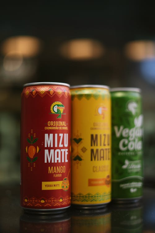 A Close-Up Shot of Vitamizu Mizu Mate Yerba Sodas